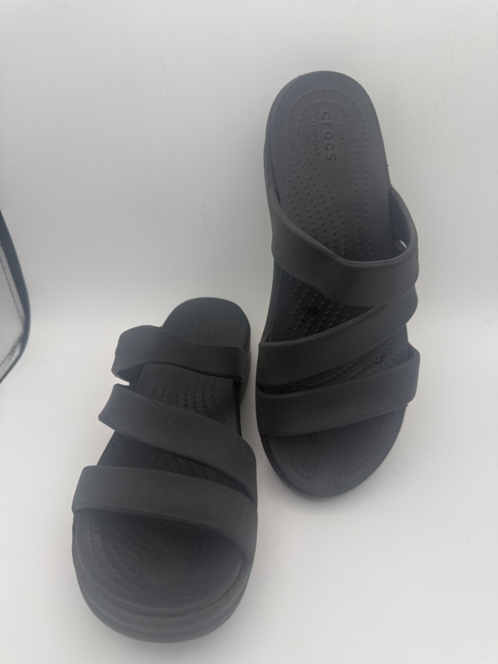CROCS Women’s Black Triple-Strap Slide Sandals